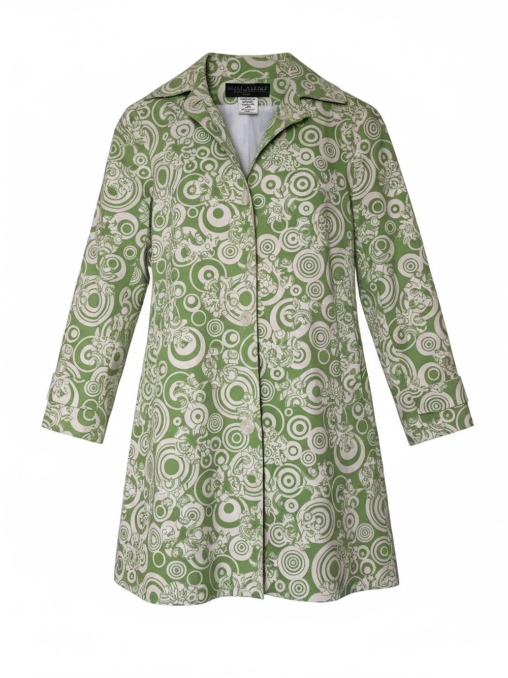 Vintage 60s style Harvé Benard Green Mod Geometric Floral Print Cotton Jacket